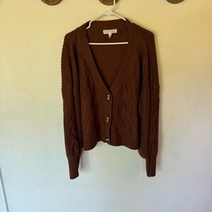 Planet Gold Plus Brown cropped Cable Knit Cardigan Sweater size 2X